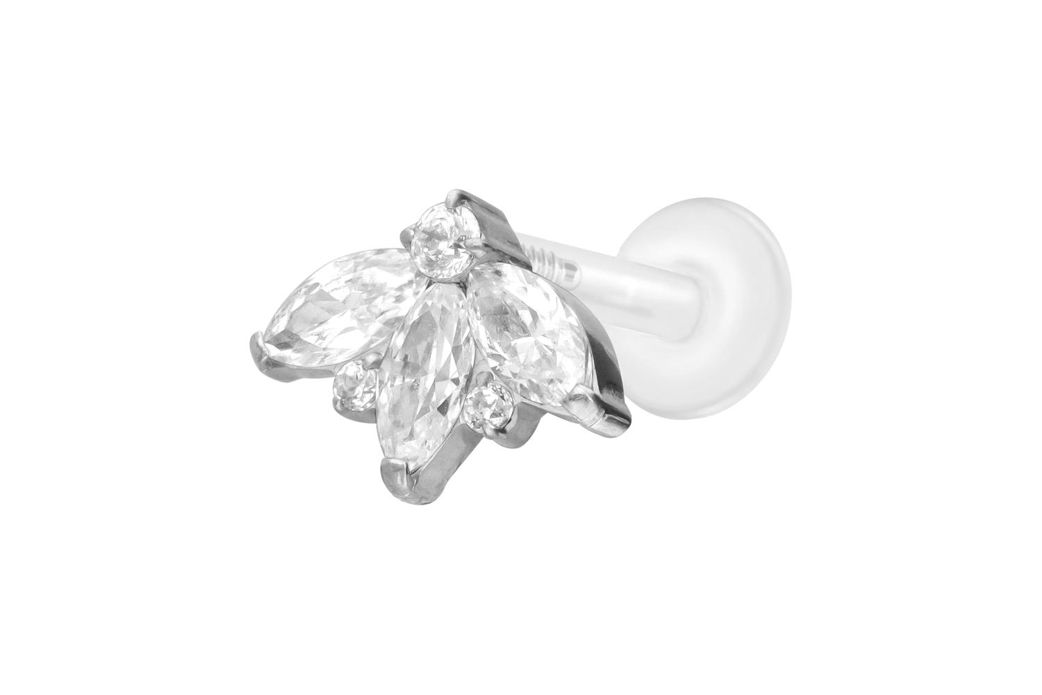PTFE Labret Piercing mit Innengewinde + Titan-Aufsatz LOTUSBLÜTE